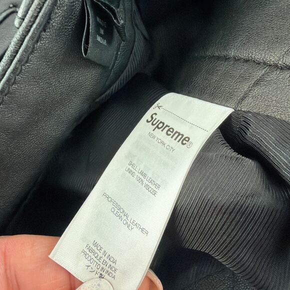 Supreme Men's Black Leather Straight Leg Trousers Size 32 - Picture 5 of 12